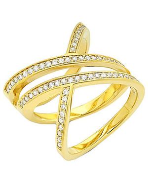 Crislu 18K & Cz Criss-Cross Ring - Metallic