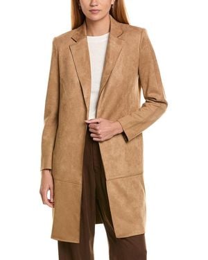 Tahari Scuba Long Coat - Brown