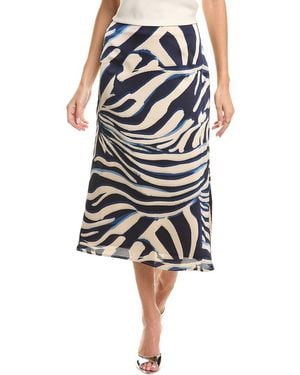 Gracia Zebra Stripe Satin Mermaid Skirt - Blue