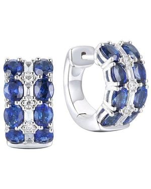 Gregg Ruth 14K 4.49 Ct. Tw. Diamond & Sapphire Huggie Earring - Blue