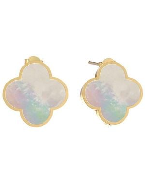 Gabi Rielle 14k Over Silver 10mm Pearl Clover Studs - Multicolor