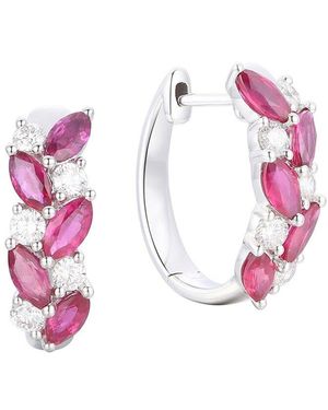 Gregg Ruth 14K 2.17 Ct. Tw. Diamond & Ruby Huggie Earring - Pink