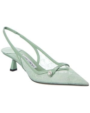 Jimmy Choo Amita 45 Lace & Leather Pump - Green
