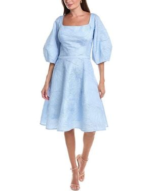 Rene Ruiz A-Line Textured Midi Dress - Blue