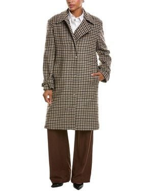Vince Plaid Wool-Blend Car Coat - Brown