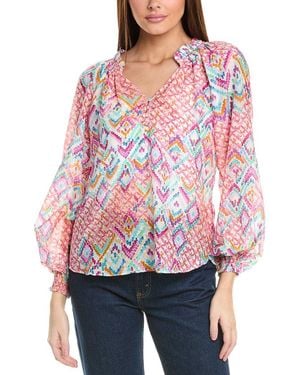 Hale Bob Lyla Silk-Blend Top - Red