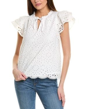 1.STATE Flutter Sleeve Blouse - White
