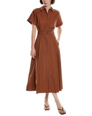 Lafayette 148 New York Upland Dress With Self Belt - Brown
