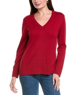 Hannah Rose Basic V-Neck Pullover - Red