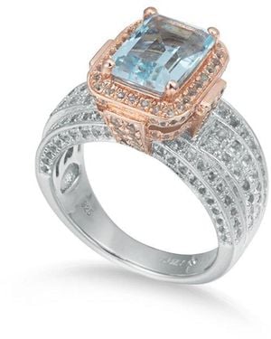 Suzy Levian Two-Tone.83 Ct. Tw. Gemstone Statement Ring - White