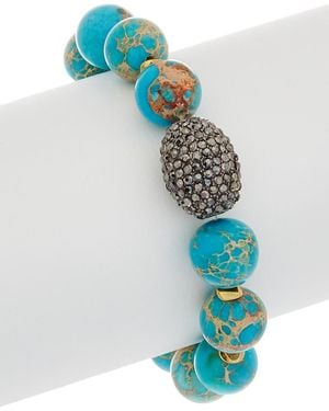Rachel Reinhardt Jewelry Turquoise & Crystal Stretch Bracelet - Blue