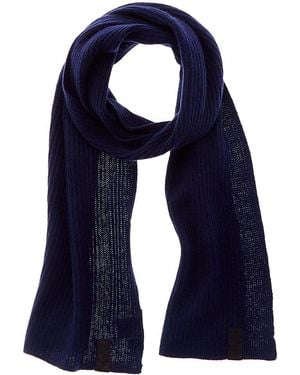 Portolano Leather-Trim Cashmere Scarf - Blue