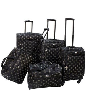 American Flyer Fleur De Lis 5pc Spinner Luggage Set - Black