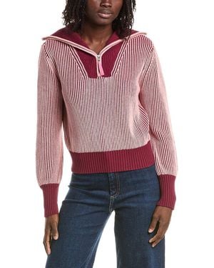 Isla Verity Plaited Rib 1/4-Zip Sweater - Red