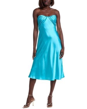 ML Monique Lhuillier Imara Satin Midi Dress - Blue