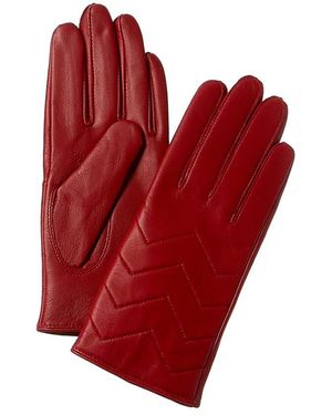 Phenix Quilted V Cashmere-lined Leather Gloves - Red