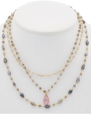 Rachel Reinhardt Jewelry 14k Over Silver Chalcedony & Moonstone Wrap Necklace - White