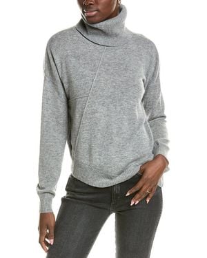 Brodie Cashmere Wool & Cashmere-Blend Asymmetrical Mock Neck Jumper - Grey