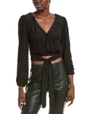 Sadie & Sage Lana Open Surplice Crop Top - Black
