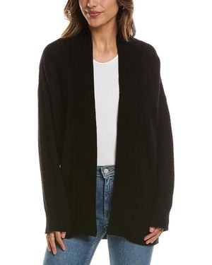 Forte Textured 100% Cashmere Duster Cardigan - Black