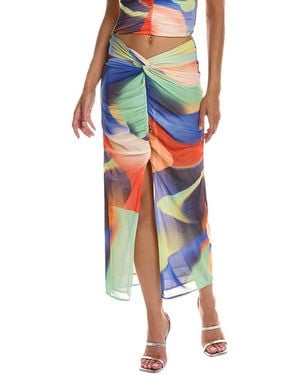 Nicholas Monroe Draped Split Front Midi Skirt - Blue