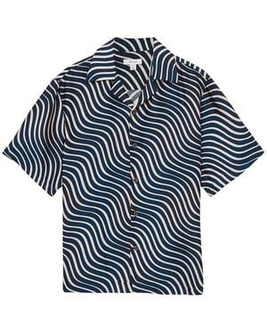 Reiss Carbello Wave Stripe Top - Blue