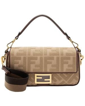 Fendi Ff Embroidered Baguette Shoulder Bag (authentic Pre-loved) - Metallic