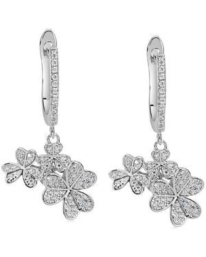 Suzy Levian CZ Jewelry Suzy Levian Silver Cz Cluster Earrings - White