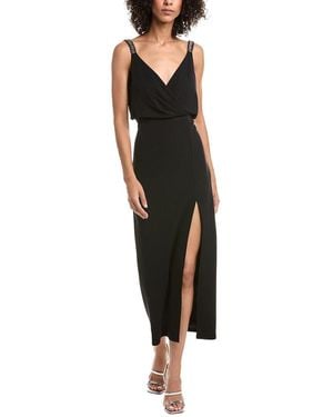 Tadashi Shoji Mona Pearl Strap Blouson Midi Dress - Black