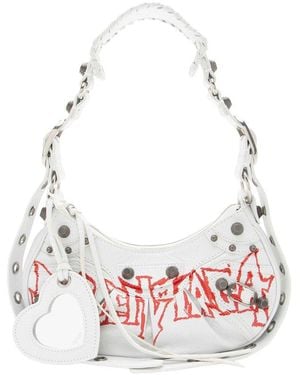 Balenciaga Arena Lunar New Year Graffiti Le Cagole Xs Shoulder Bag (authentic Pre-loved) - White
