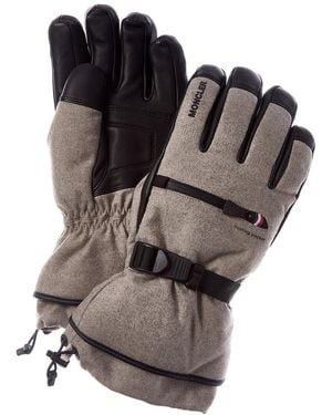 Moncler Leather-Trim Gloves - Black
