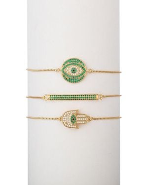 Eye Candy LA Cz Cici Evil Eye Hamsa Crystal Bracelet Set - Gray