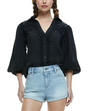 Alice + Olivia Alice + Olivia Venty Linen Blouse - Black