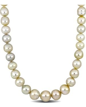 Pearls 14k 0.06 Ct. Tw. Diamond 12-16mm Pearl Necklace - Metallic