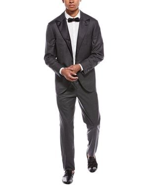 Brunello Cucinelli 2Pc Wool & Silk-Blend Suit With Flat Front Pant - Black