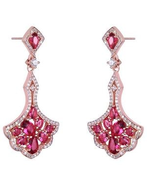 Genevive Jewelry 14k Rose Gold Vermeil Earrings - Pink