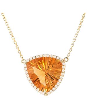 Gemstones 14k 4.09 Ct. Tw. Diamond & Citrine Necklace - White