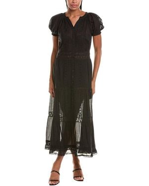 Alice + Olivia Kathryn Lace Trim Midi Shirtdress - Black