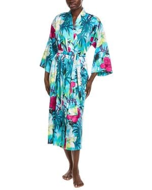 Natori Viva Printed Satin Robe - Blue