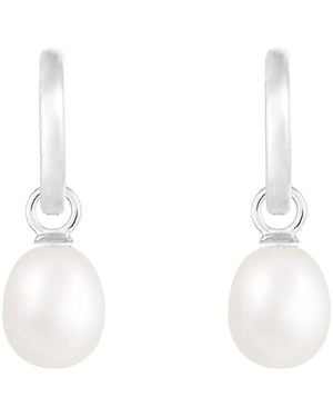 Splendid 7.5-8mm Pearl Cz J Hoops - White