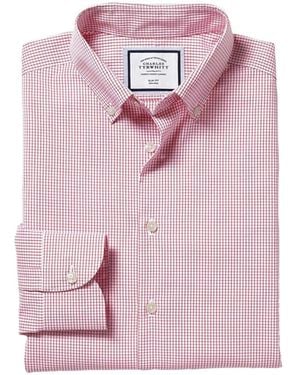 Charles Tyrwhitt Non-Iron Button Down Check Slim Fit Shirt - Pink
