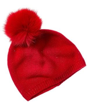 Sofiacashmere Sofiacashmere Lurex Lattice Stitch Cashmere Hat - Red