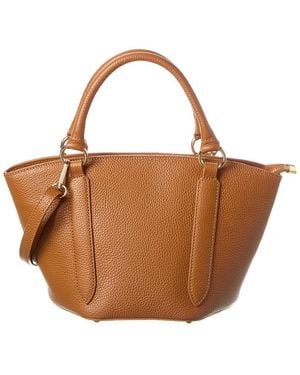 Italian Leather Top Handle Tote - Brown