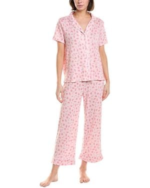 Splendid 2pc Notch Top & Crop Pant Set - Pink