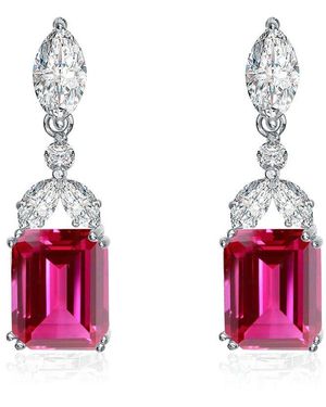 Genevive Jewelry Silver Drop Earrings - Pink