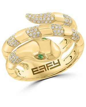 Effy Fine Jewelry 14K 0.34 Ct. Tw. Diamond & Tsavorite Ring - Metallic