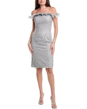 Rene Ruiz Tulle Embroidered Cocktail Dress - Grey
