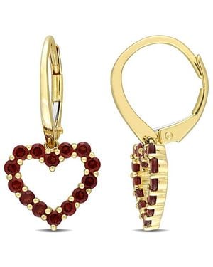 Rina Limor 10k 1.12 Ct. Tw. Garnet Heart Earrings - Metallic