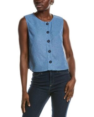 Jones New York Linen-Blend Crop Top - Blue