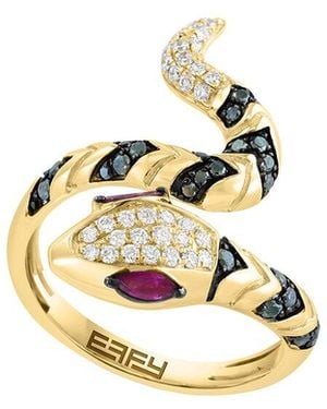 Effy Fine Jewelry 14K 0.65 Ct. Tw. Diamond & Ruby Ring - Metallic